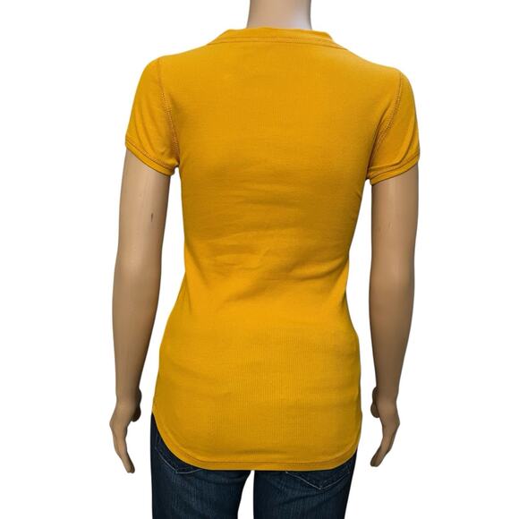 Y2K Aeropostale Logo Henley Tshirt Medium Short Sleeve Ribbed Knit Slim Fit - Picture 4 of 9